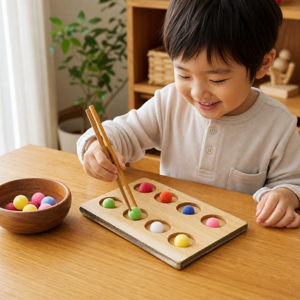 【2歳半頃〜】「できた！」の喜びを育む。100均材料で「お箸練習ボード」DIY