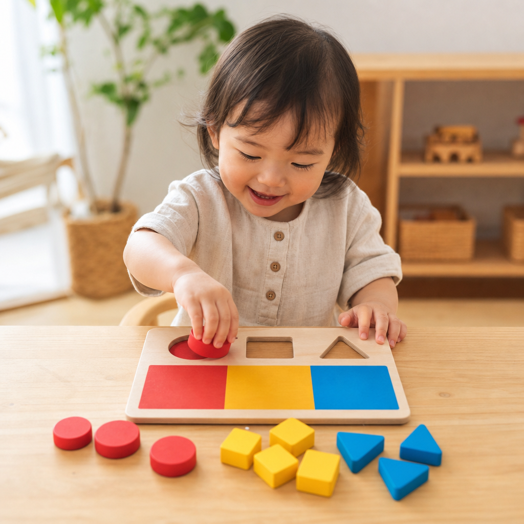 【1歳半〜】「これ、どこかな？」色と形を分類！集中力と考える力を育む「ソートボード」DIY