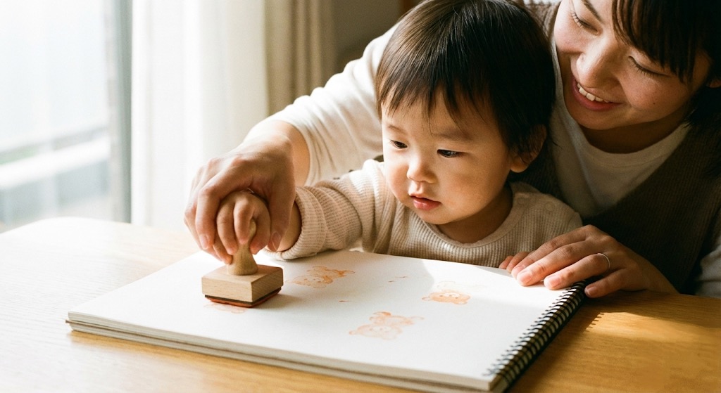 子どもが押す様子