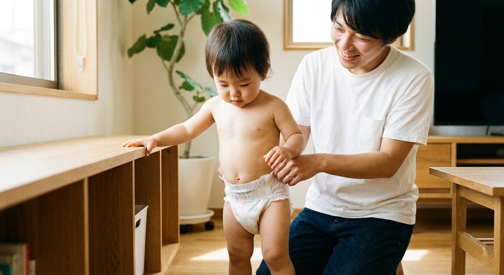立っておむつ替え